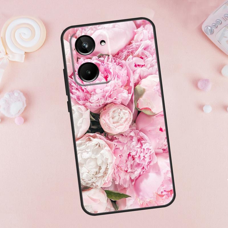 Elegant Pink Purple Peony Flower For Realme 9 10 11 12 Pro Plus GT5 GT Neo5 C21Y C25s C30 C31 C33 C35 C51 C53 C67 C55 Case