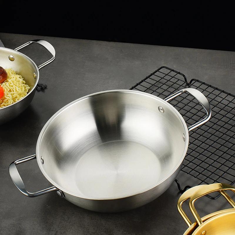 Commercial Stainless Steel Instant Noodle Pot Domestic Seafood Soup Pot Alcohol Stove Small Hotpot Korean Ramen Pot