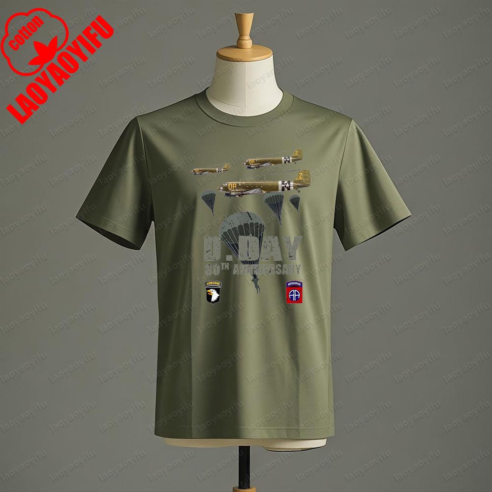 1944 DDay Anniversary Normandy Funny Graphic Vintage Mens TShirt Men Crewneck Cotton Short Sleeve Summer Daily Life Tee Tops