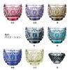 Yamashita Kogei Rock Glass Lazuli X H85mm Satsuma Kiriko Double Lattice Old 13049060 Green/Lapis 78
