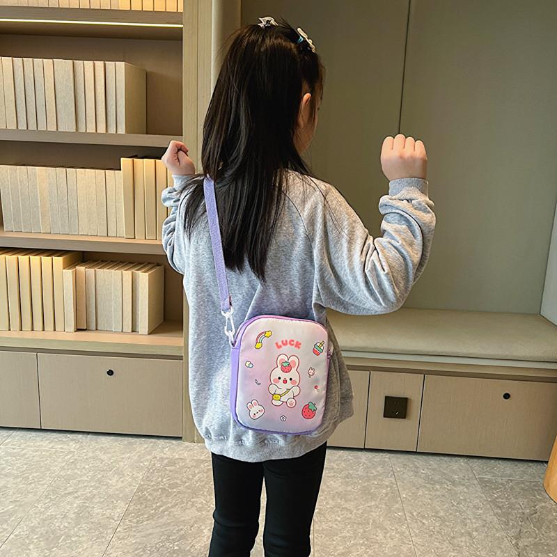 Adorable Rabbit And Bear Canvas Shoulder Bag For Kids Lightweight And Stylish Design