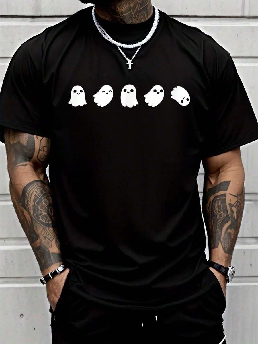 Cute Kawaii Halloween Ghosts T-Shirt Summer Unisex s Short-Sleeved T-Shirt S