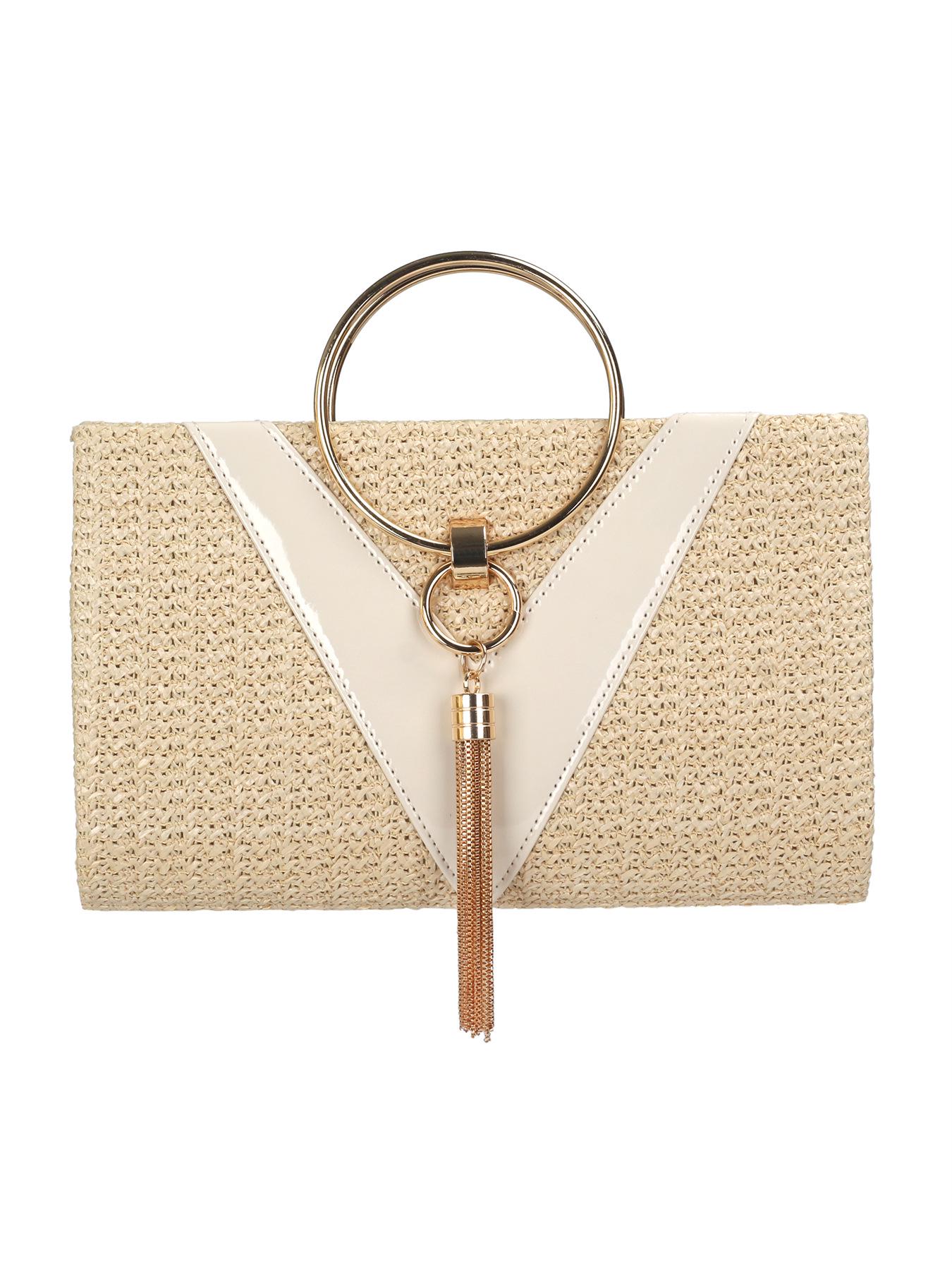 

2025 Vintage Large-Capacity Woven Makeup Tote Bag жовтий