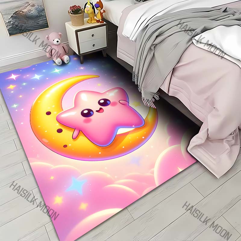 

Cute moon star cartoon Carpet for Living Room Bedroom Bedside Floor Mat Cloakroom Area Rugged Creative Doormat Luxury Gifts 40x60cm