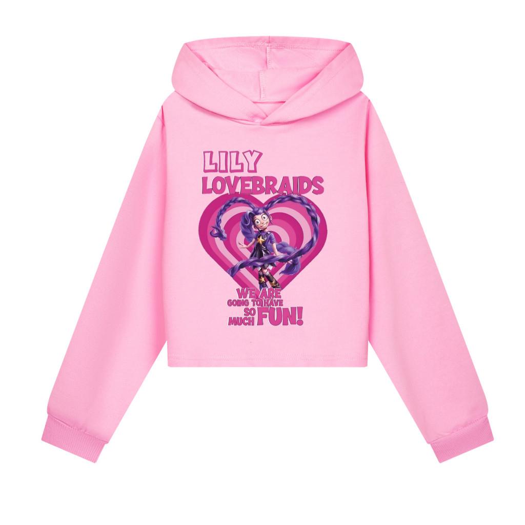 5580 Fashion Casual Kids Girls Lily Lovebraids Print Long Sleeves Hoodies Top