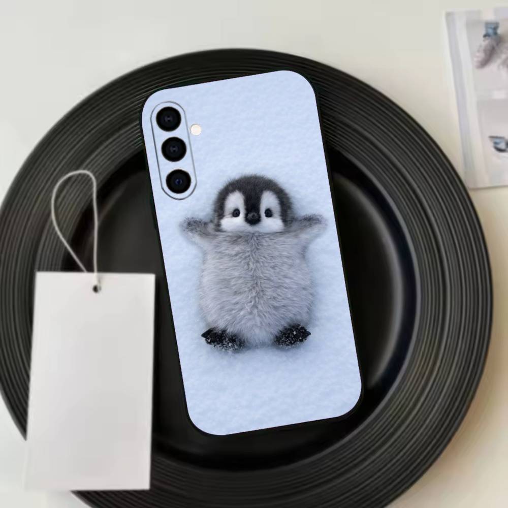 Funny Happy Cute P-Penguin  Phone Case For Samsung Galaxy A73,A72,A71,A70,A53,A52,A51,Soft Silicone Black Cover