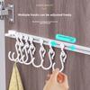 Sliding Cabinet Door Hooks, Over-the-Door Kitchen Storage Rack with S Hooks, Adhesive Utensil Hanger Organizer