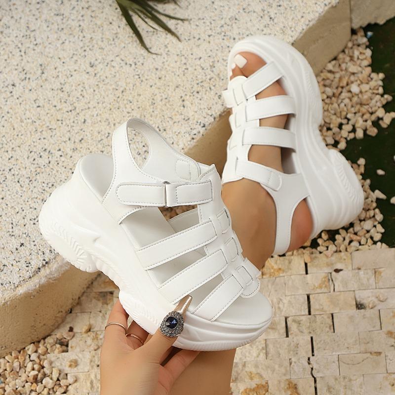 Platform Sandals Women's Summer New Comfortable and Fashionable Open-toed Muffin Hollow-woven Roman Large-size Sandals
