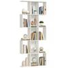5-Tier Bookshelf, S Shaped Geometric Bookcase with 15 Compartments, White Wood Effect