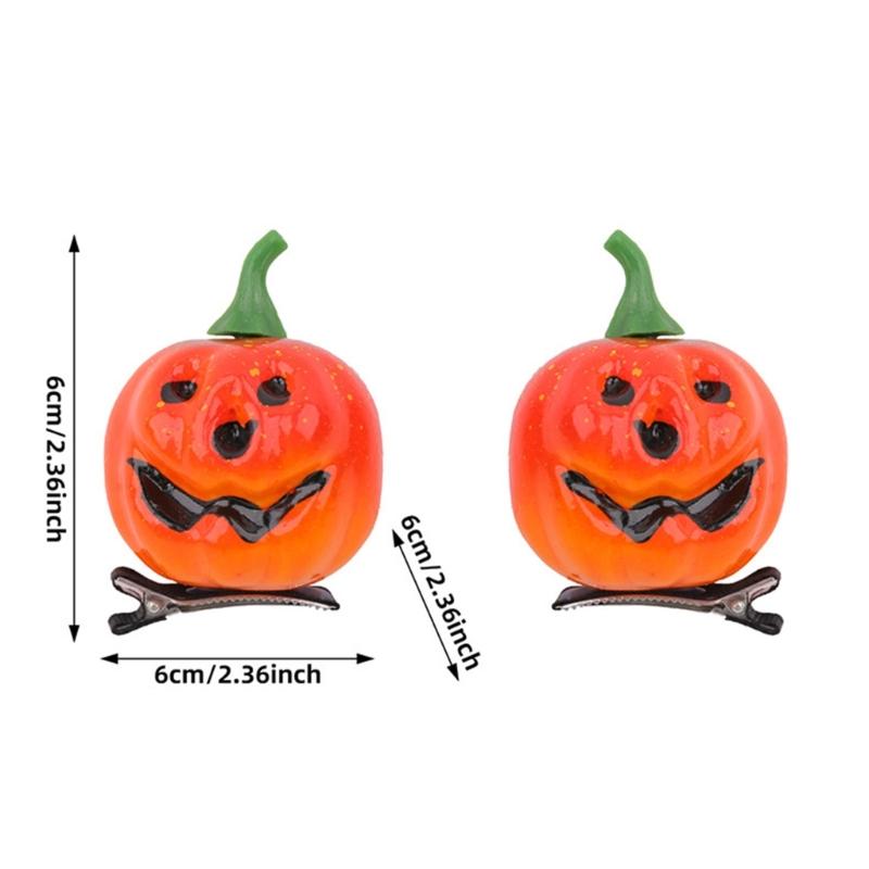 1Pair Pumpkin Hair Clips Halloween Hair Accessories Smiling Pumpkin Hair Barrettes Gothic Alligators Barrettes Gift