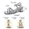 Fashion temperament fairy rhinestone open-toed thick-heeled sandals 2025 summer new outer wear with skirt versatile high heels