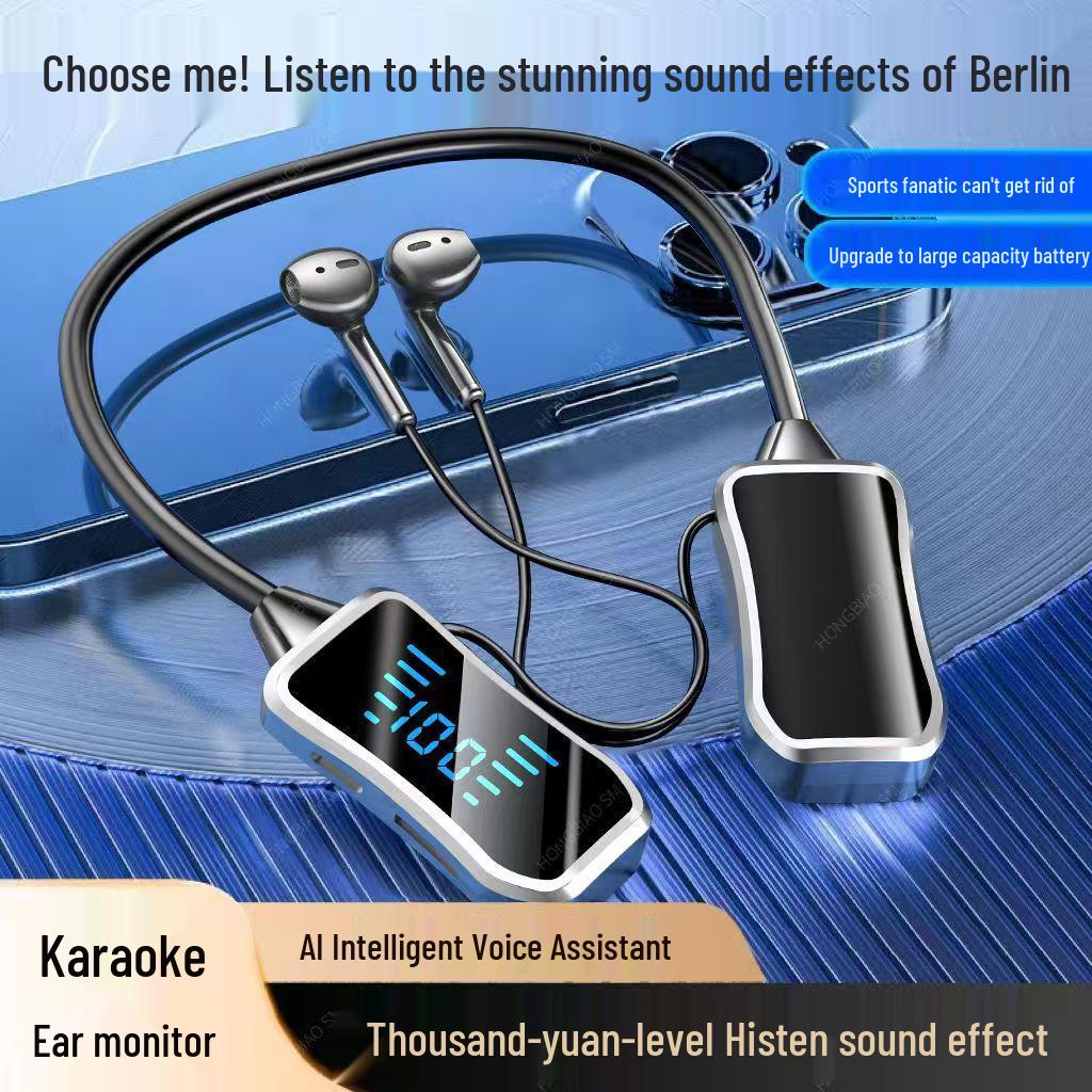 Noise-Cancelling Neckband Bluetooth Earphones with Large Battery & LED Display