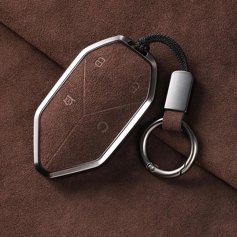 Alcantara Car Key Case Bag For BYD Equation Leopard 5 8 Titanium 7/ Titanium 3 KeyChain Interior Decor Accessories