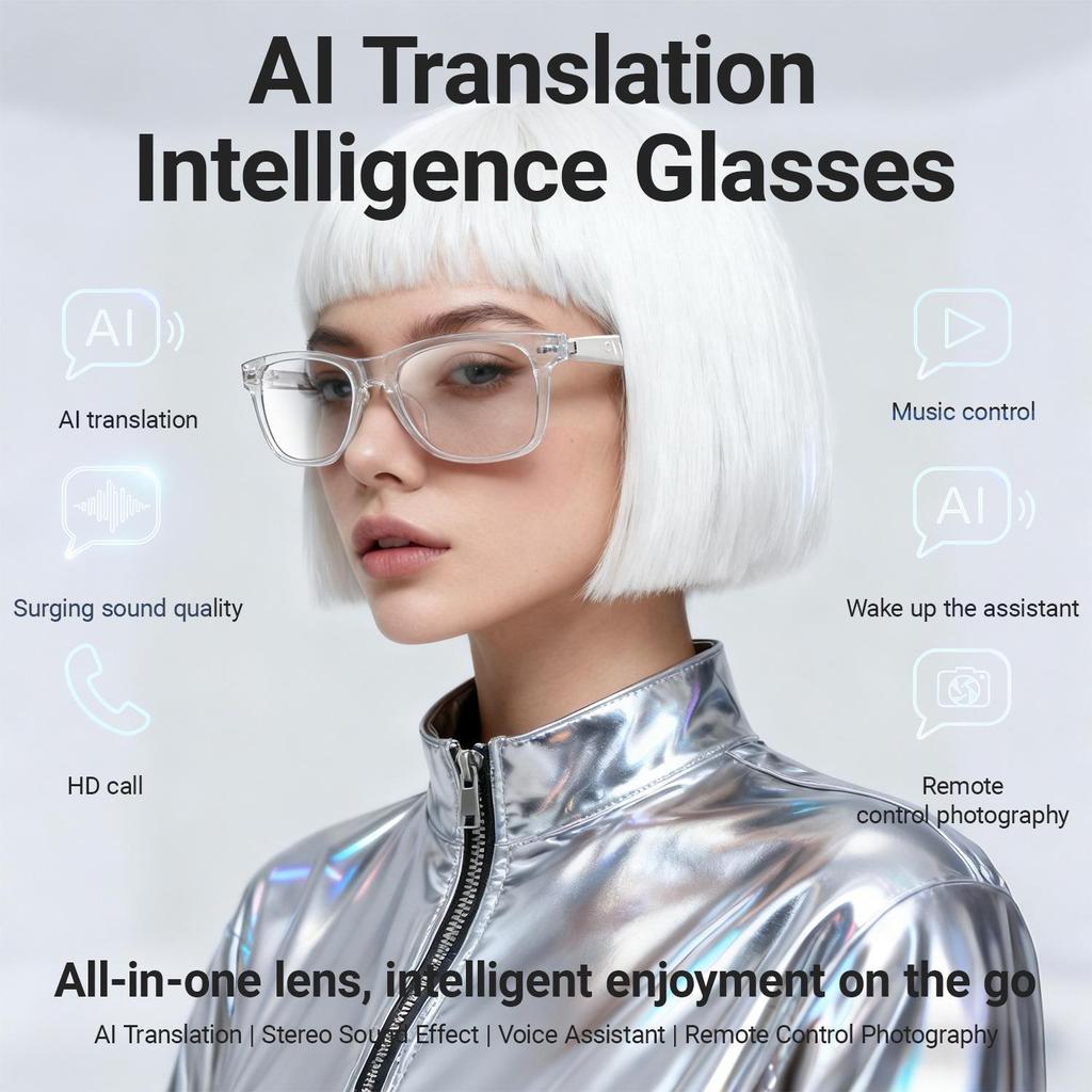 F60 Smart Bluetooth Glasses: AI Translation & Anti-Blue Light, Supports 100+ Languages