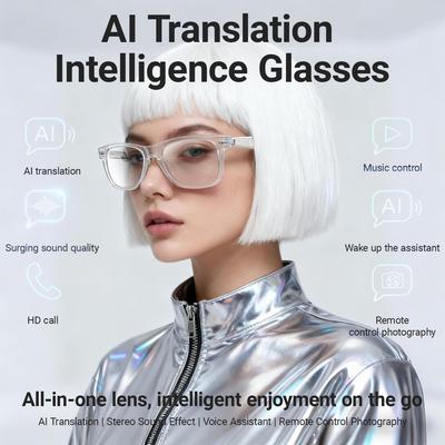 F60 Smart Bluetooth Glasses: AI Translation & Anti-Blue Light, Supports 100+ Languages