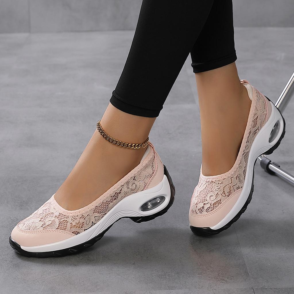 Large Size Women's Shoes Rocking Shoes Summer Lace Women's Shoes Rocking Shoes Sports Mesh Muffin Mesh Single Shoes