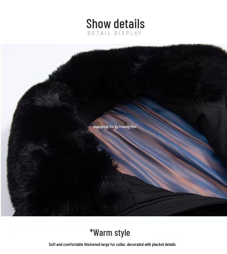 Men's Mid-Length Winter Jacket with Fleece Lining – Warm Down Cotton Coat for Middle-Aged and Elderly Dads