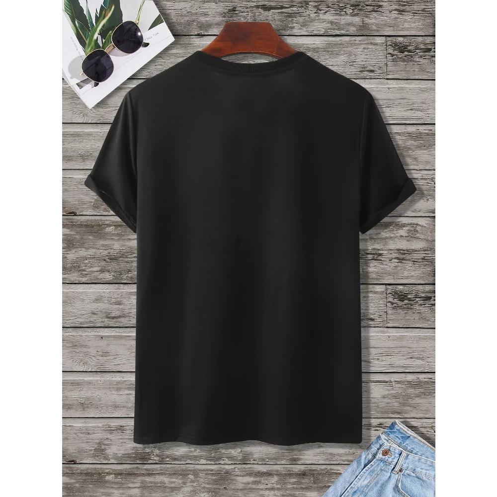 Sun & Moon Print T-Shirt for  Men's Casual Crew Neck Short-Sleeve  Fashion Summer T-Shirts Tops, Men's Outfits Tee