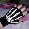5-11 Years Unisex Halloween Skull Baby Gloves Punk Skeleton Half Finger Glove Cosplay Non-slip Wrist Children Stretch Mittens