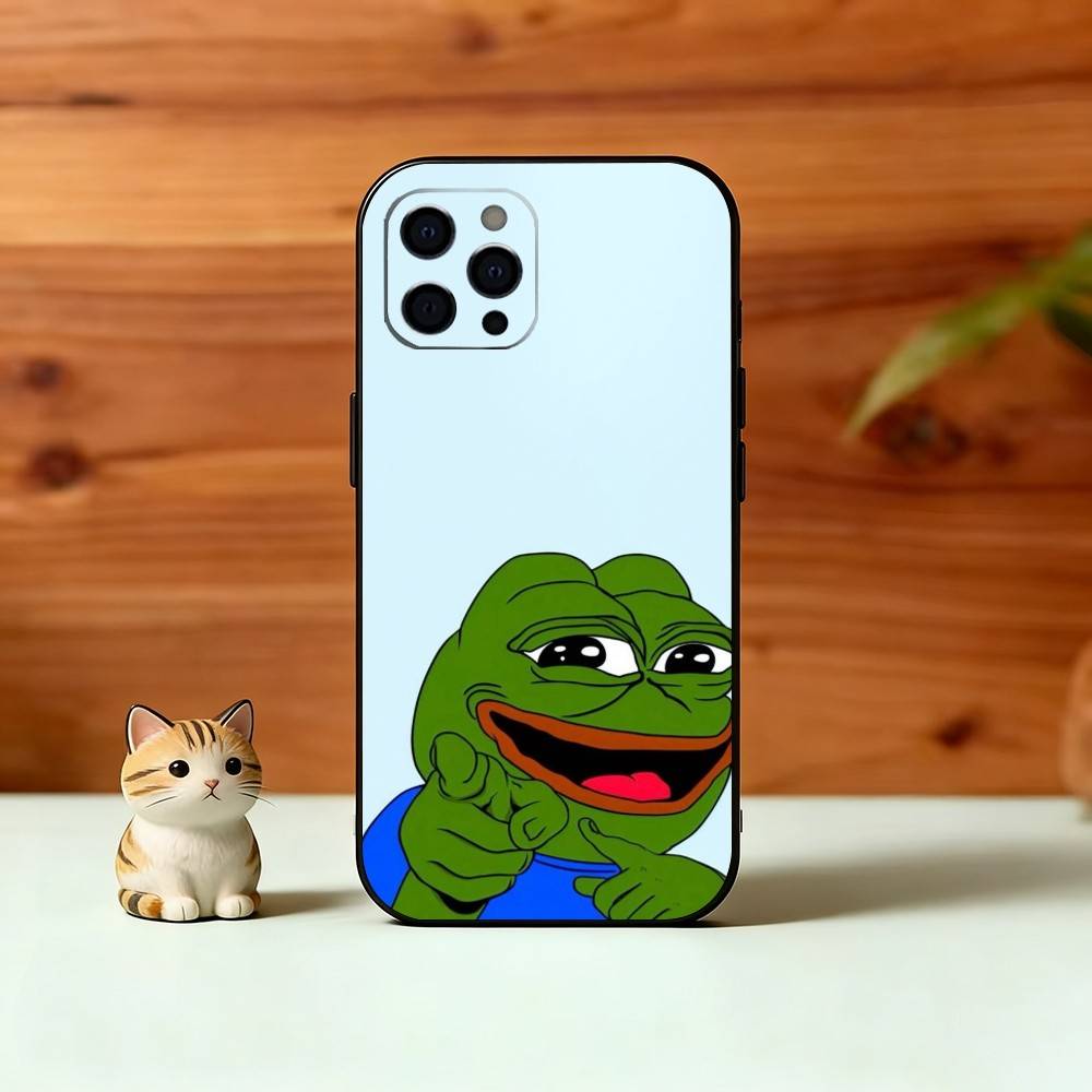 Sad Funny Frog Meme Phone Case For iPhone 17,16,15,14,13,12,11 Plus,Pro Max,XS,Soft Silicone Black Cover
