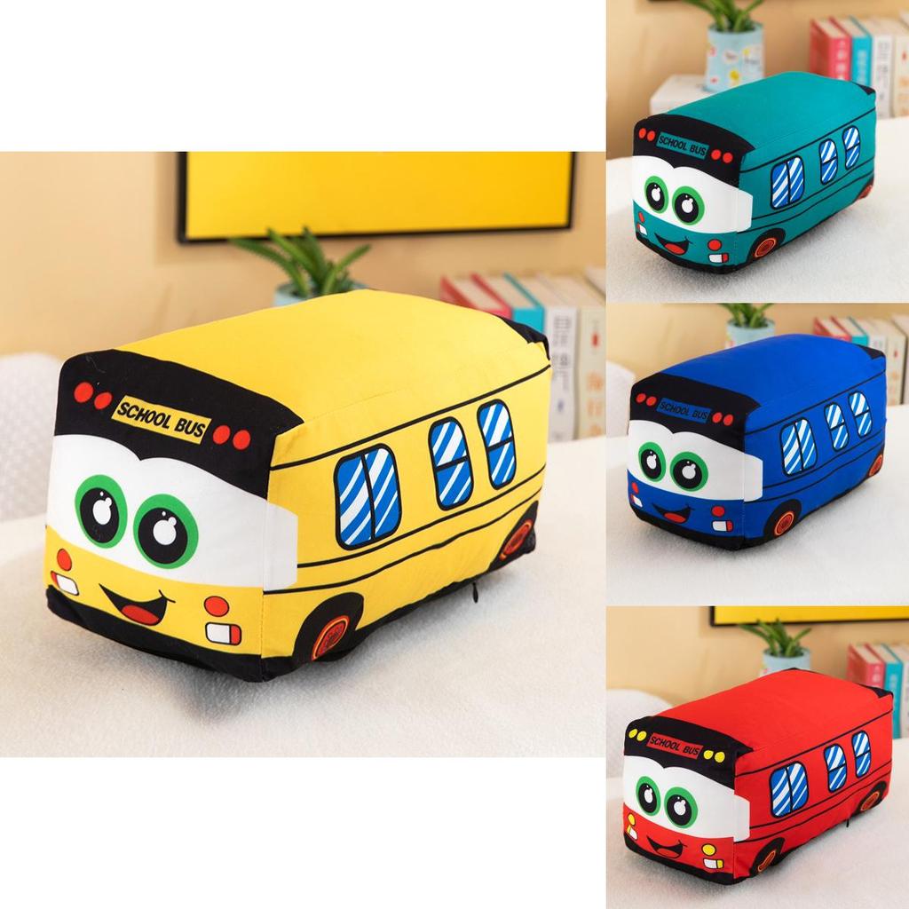 Adorable Plush Bus Toy Pillow Cartoon Design Kids Room Decor Birthday Gift