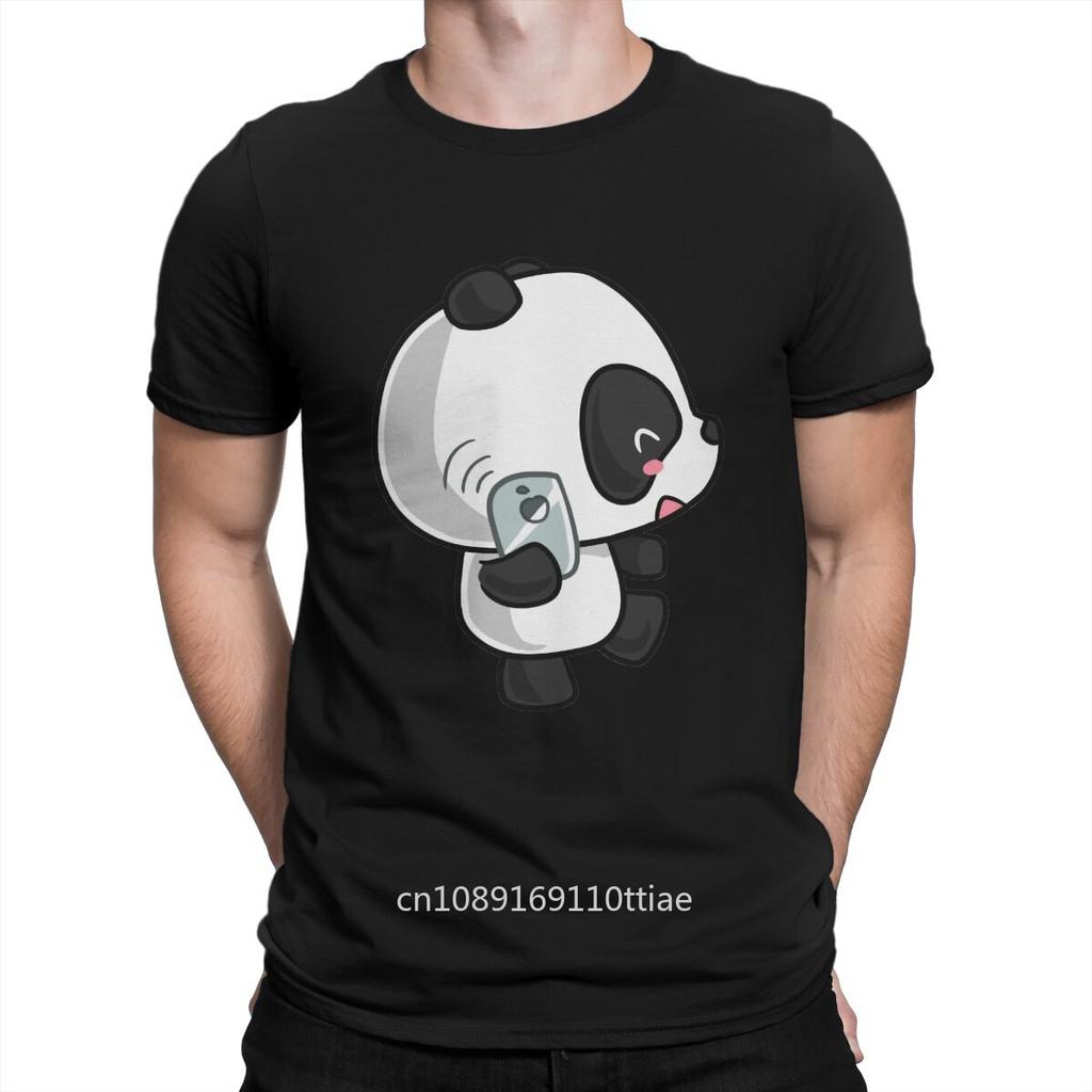 Kawaii Panda On The Phone Unique TShirt Kawaii Anime Panda Casual T Shirt Hot Sale unisex T-Shirt For Adult