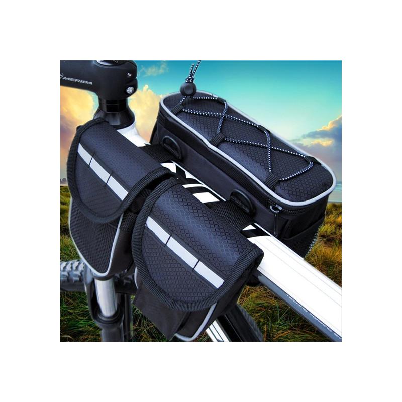 Waterproof Bicycle Top Tube Bag with Rain Cover - Four-in-One Mountain Bike Front Bag
