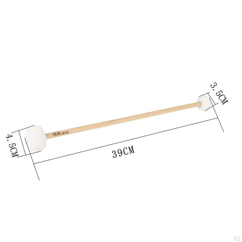 Wool Felt Drumstick Drum Mallet 15.35'' Length Bright and Clear Sound Bass Percussion