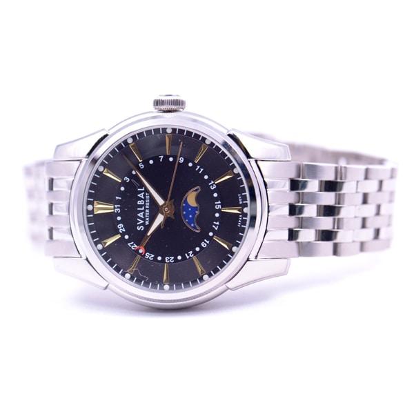 SVALBAL Men's SV10-MBK (Quartz Men's Sun Flame) Round Watch Silver Multi-Hand Analog