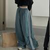 Dam Cargo Byxor Elastisk midja Dragsko Nedtill Fritidsbyxor med fickor Sidoränder Breda ben Sportbyxor Streetwear