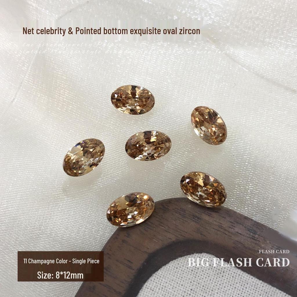 Elegant Zirconia Nail Art Gems: Sparkling White & Champagne Irregular Oval Diamonds