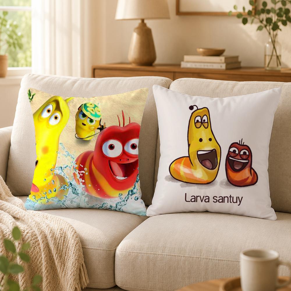 Cartoon L-LarvaS Cushion Cover Double-Sided Printed Pillow Cover Hypoallergenic Dust-Mite Proof