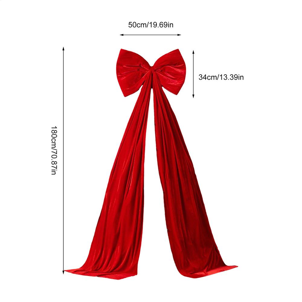 180cm Super Large Christmas Bow WineRed Velvet Christmas Tree Topper Bow Long Streamers Ribbon Bow Front Door Pendant
