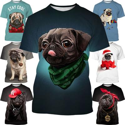 Nové pánske cool tričko Dog Mops Tričko s krátkym rukávom s 3D potlačou Módne ležérne tričká Topy Tričko so zvieratami