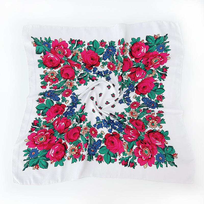 70*70cm Russian Style Floral Print Square Scarf