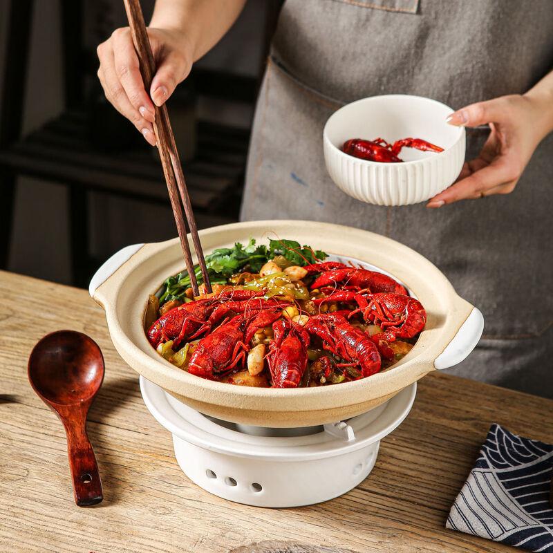 ZISIZ Ceramic Clay Casserole Pot with Lid