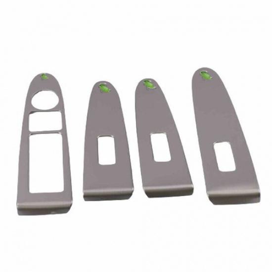 For Kia Sportage R 11-2016 Silver Steel Window Lock Lift Panel Frame Trim 4pcs