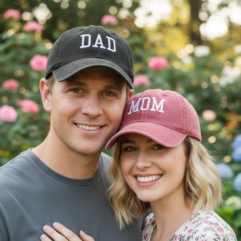 Retro Dad Mom Embroidery Baseball Cap Washed Cotton Adjustable Couple Cap Baseball Hats For Man Women