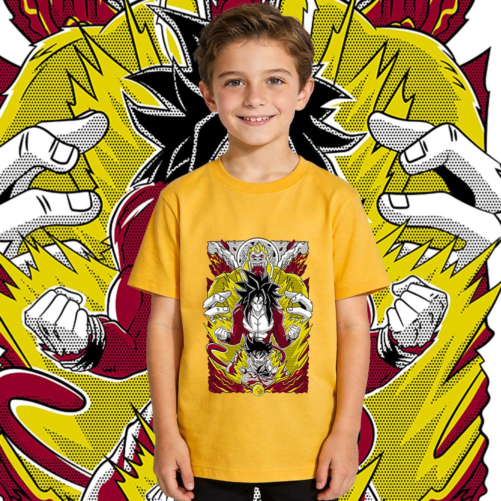 DBZ Goku SSJ4 Anime Print Cotton T Shirt for Kids Boys Girls Casual Summer Short Sleeve