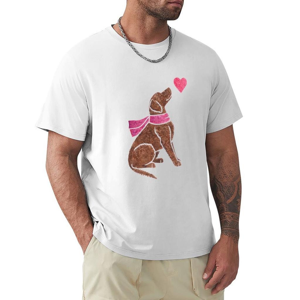 Watercolour Curly-coated Retriever T-Shirt Blue Archive Oversized Fitted T Shirts for Men