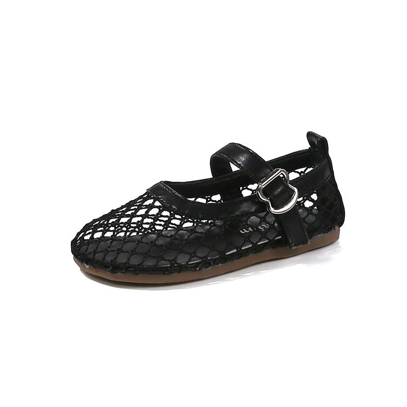 

New Children s Flats Summer Breathable Princess Shoes for Girls Simple Fashion Kids Causal Shoes Soft Soled Trend Versatile 23 чёрный