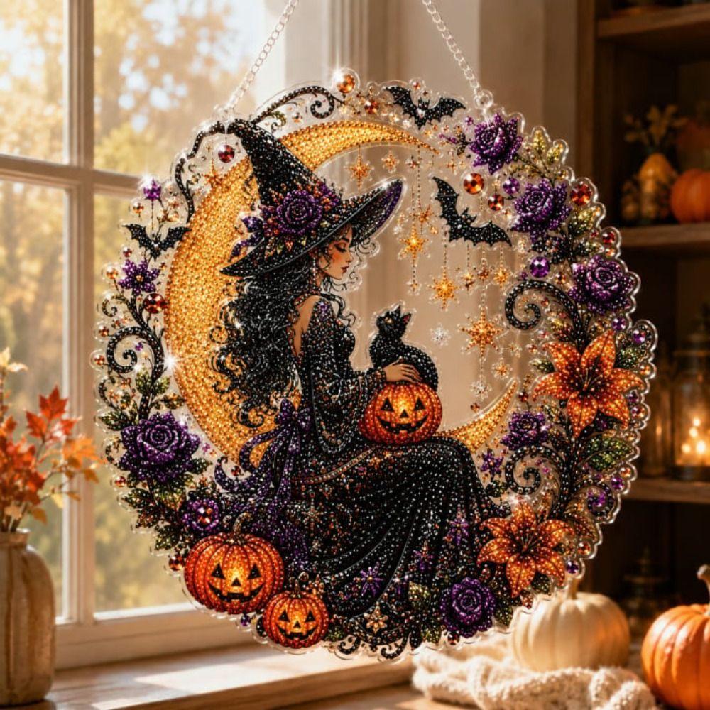 1 Set Acryl Halloween Diamantmalerei Hänge-Kits Kristall Diamantmalerei Schmuckstück Baumdekoration