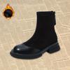 Korean Retro Style Boots For Women, Zipper Slim Boots, Fashionable And Plush Thick Soled Short Boots