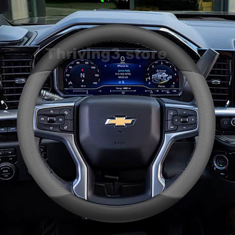 Leather Car Steering Wheel Cover For Chevrolet Silverado 2500HD ZRZ 3500HD LTZ 2012- 2024 Auto Steering Wheel Accessories