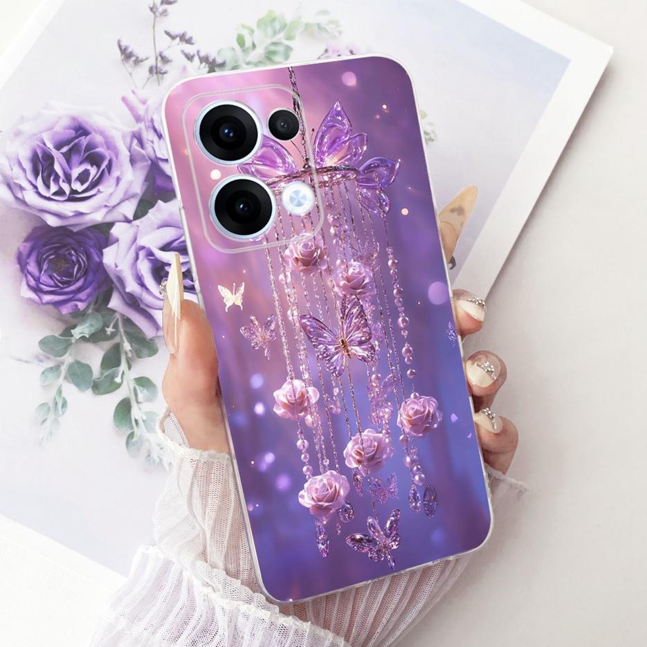 For Oppo Reno13 Pro Case CPH2697 Luxury Flowers Butterfly Painted Cover Soft Slim Phone Case For Oppo Reno 13 Pro Reno13 5G Bags