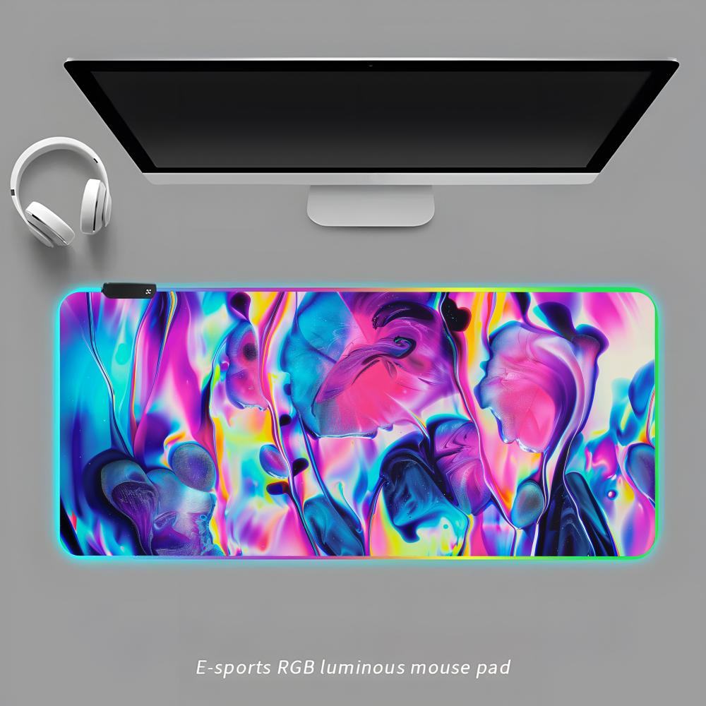

Яркий коврик для мыши в стиле Fluid Art RGB Игровой коврик для мыши Настольный коврик HD Геймерский Большой со светодиодной подсветкой XXL Коврики для мыши RGB600x300x3mm