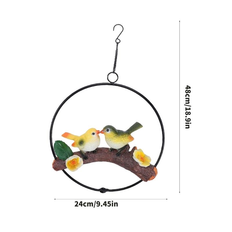 Hanging Parrots Statue Sculpture Perching On Branch Patio Garden Lawn Decors Nature Lover Tropicals Bird Collectors