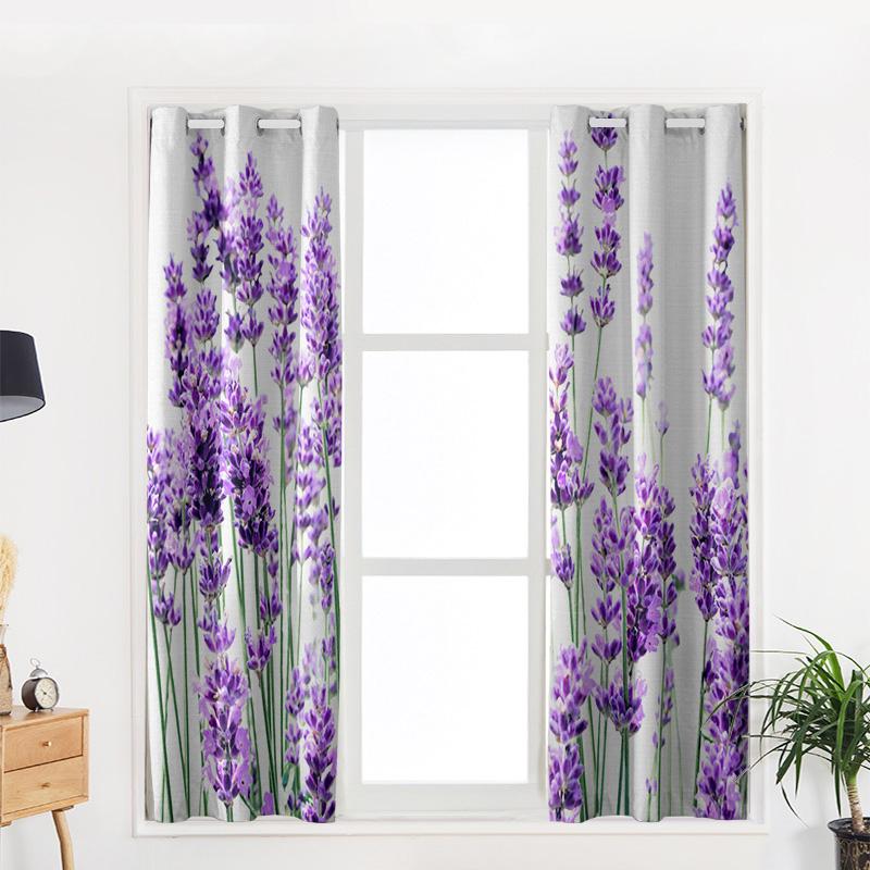 Bedroom Kitchen Curtains Lavender Plant Flowers Curtain Living Room Decoration Items Window Curtains for Living Room