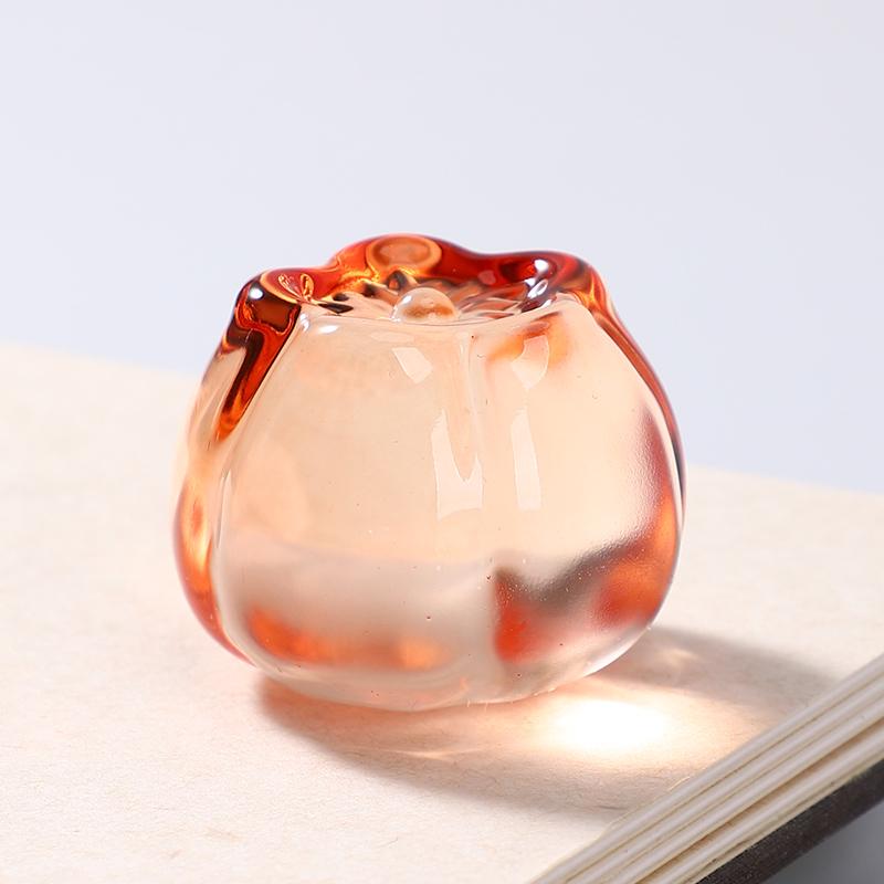 Pear Flower Crystal Glass Paperweight & Ruler: Elegant Decor for Calligraphy, Painting, and Cute Tea Pet.