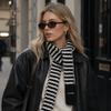 Lightweight Winter Warm Scarf Striped Pattern Neck Scarf Vintage Knitted Long Scarf  Winter
